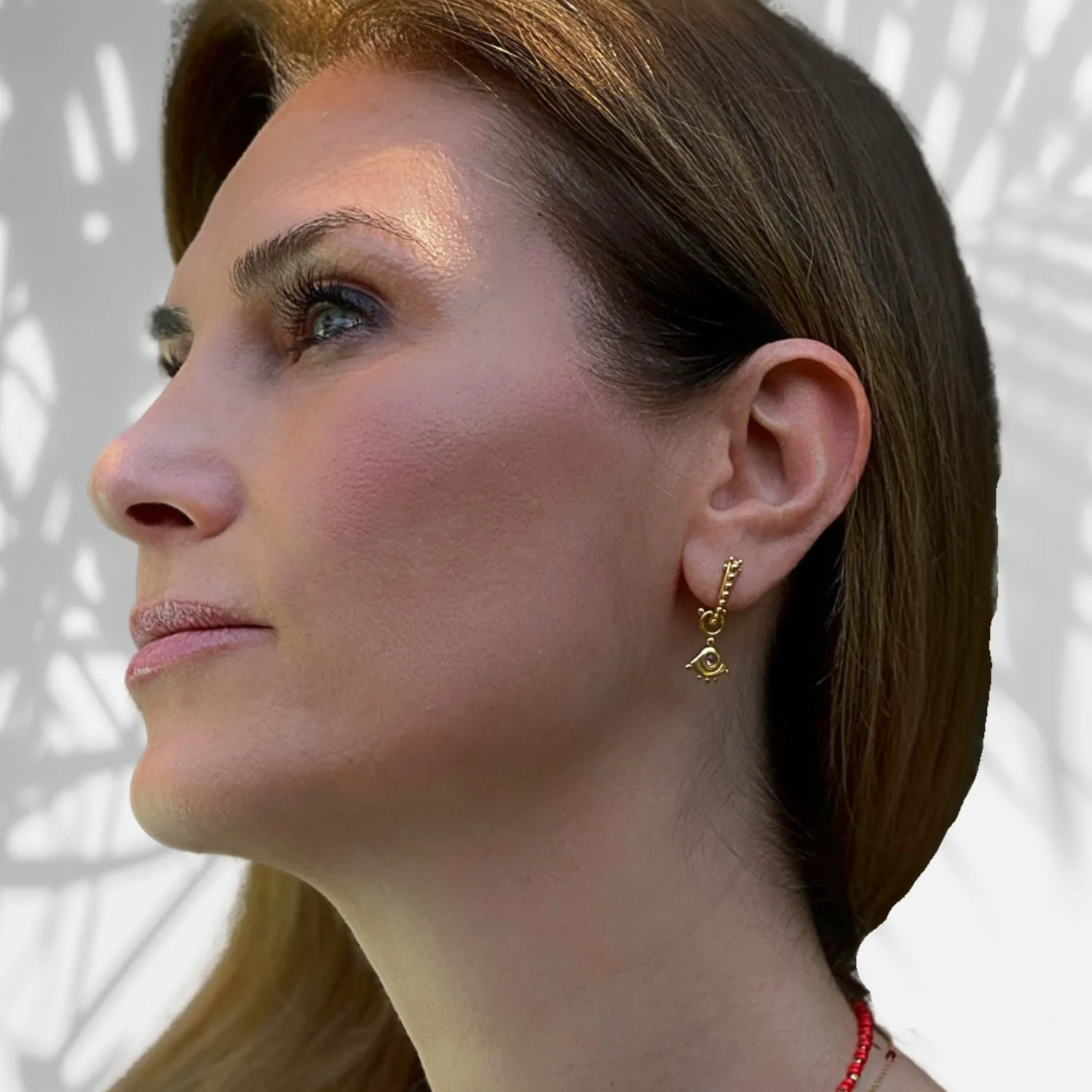 Evil Eye Sterling Silver Tourmaline Gemstone Gold Earring