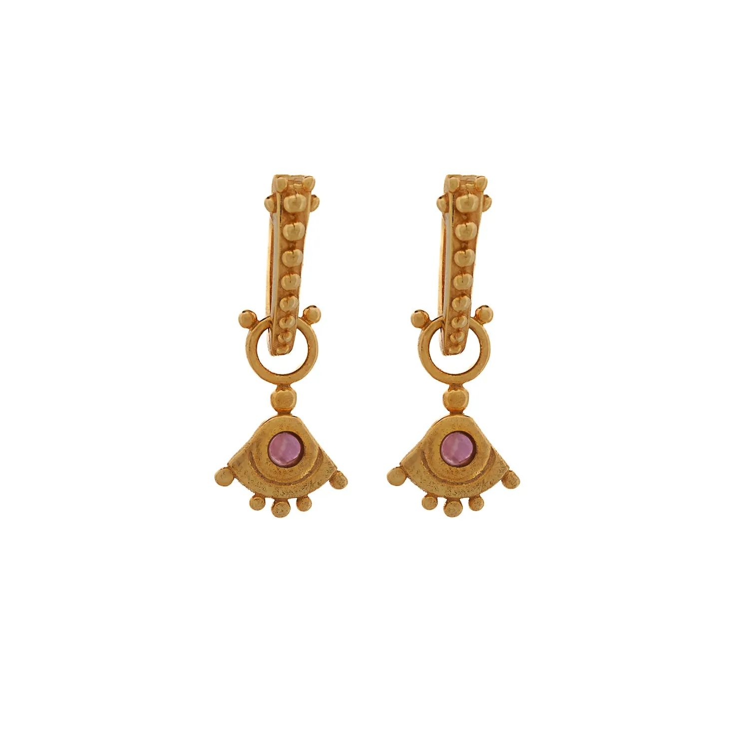 Evil Eye Sterling Silver Tourmaline Gemstone Gold Earring