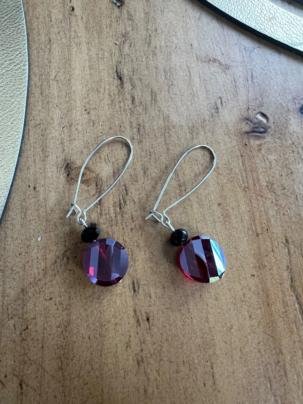 Faceted Austrian Crystal earrings circular disk