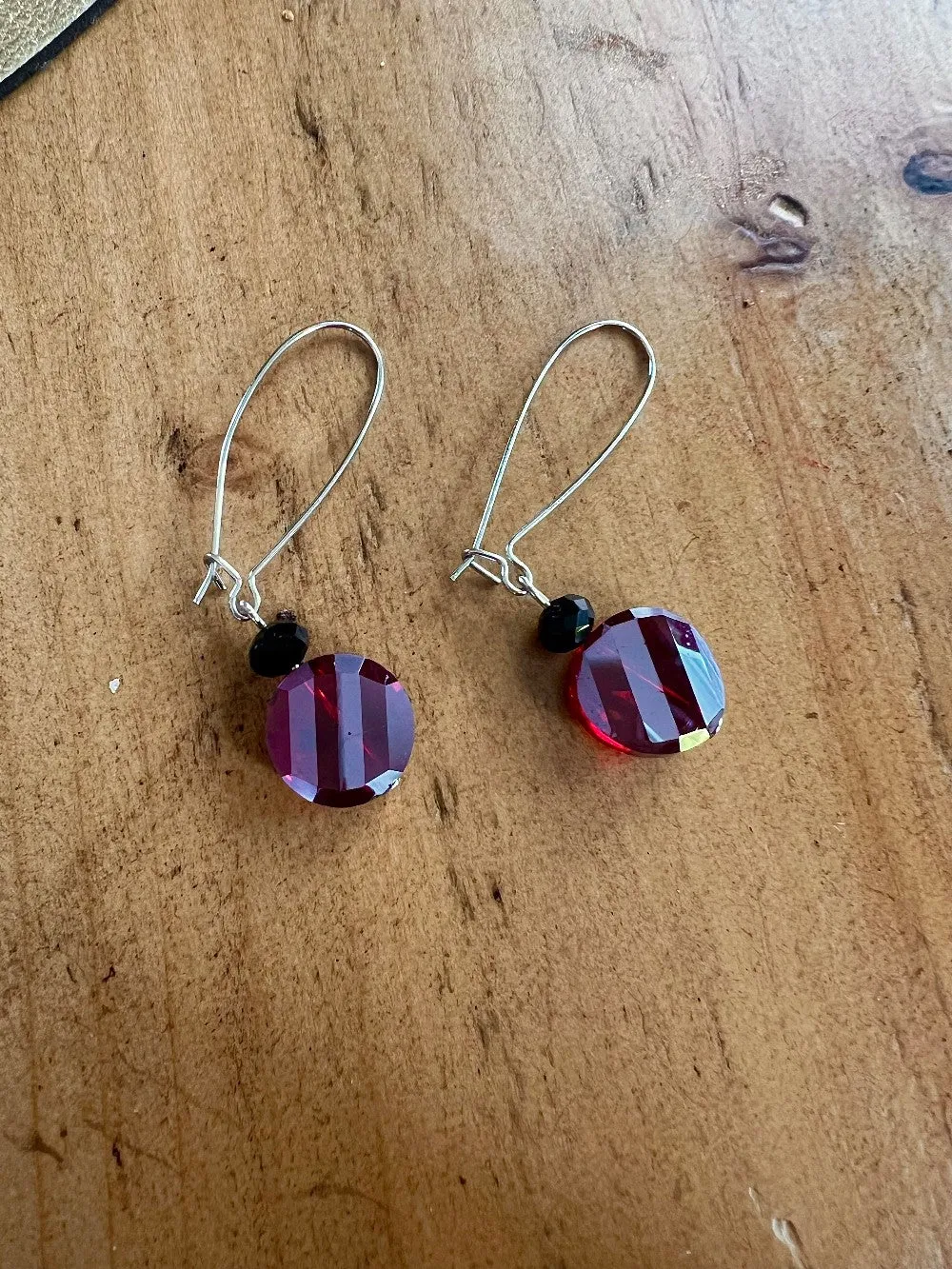 Faceted Austrian Crystal earrings circular disk
