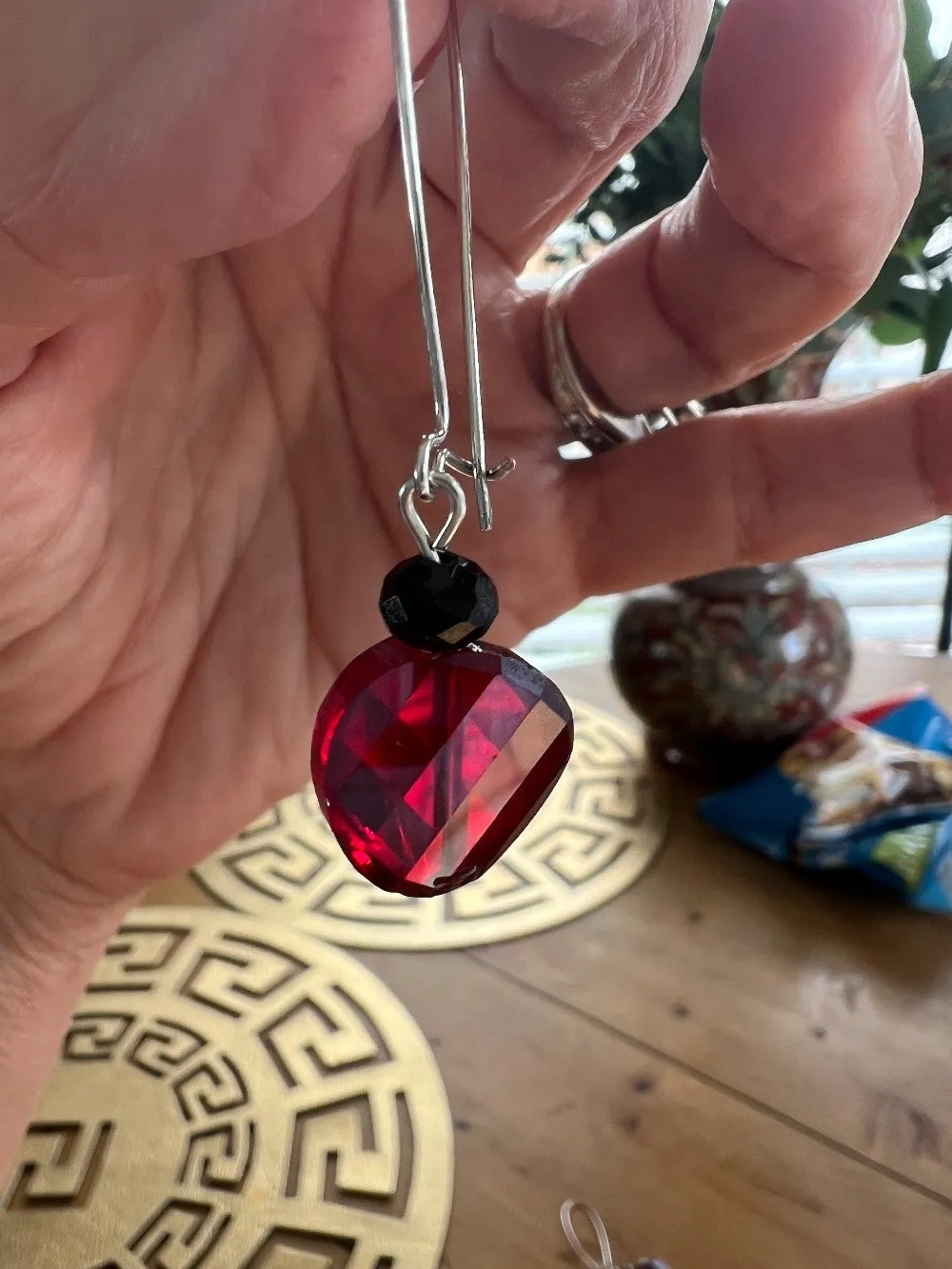 Faceted Austrian Crystal earrings circular disk