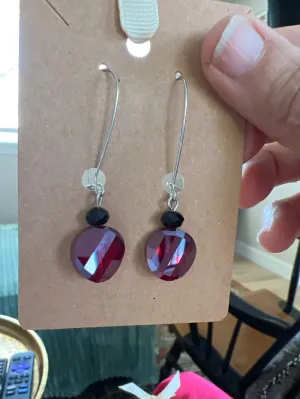 Faceted Austrian Crystal earrings circular disk