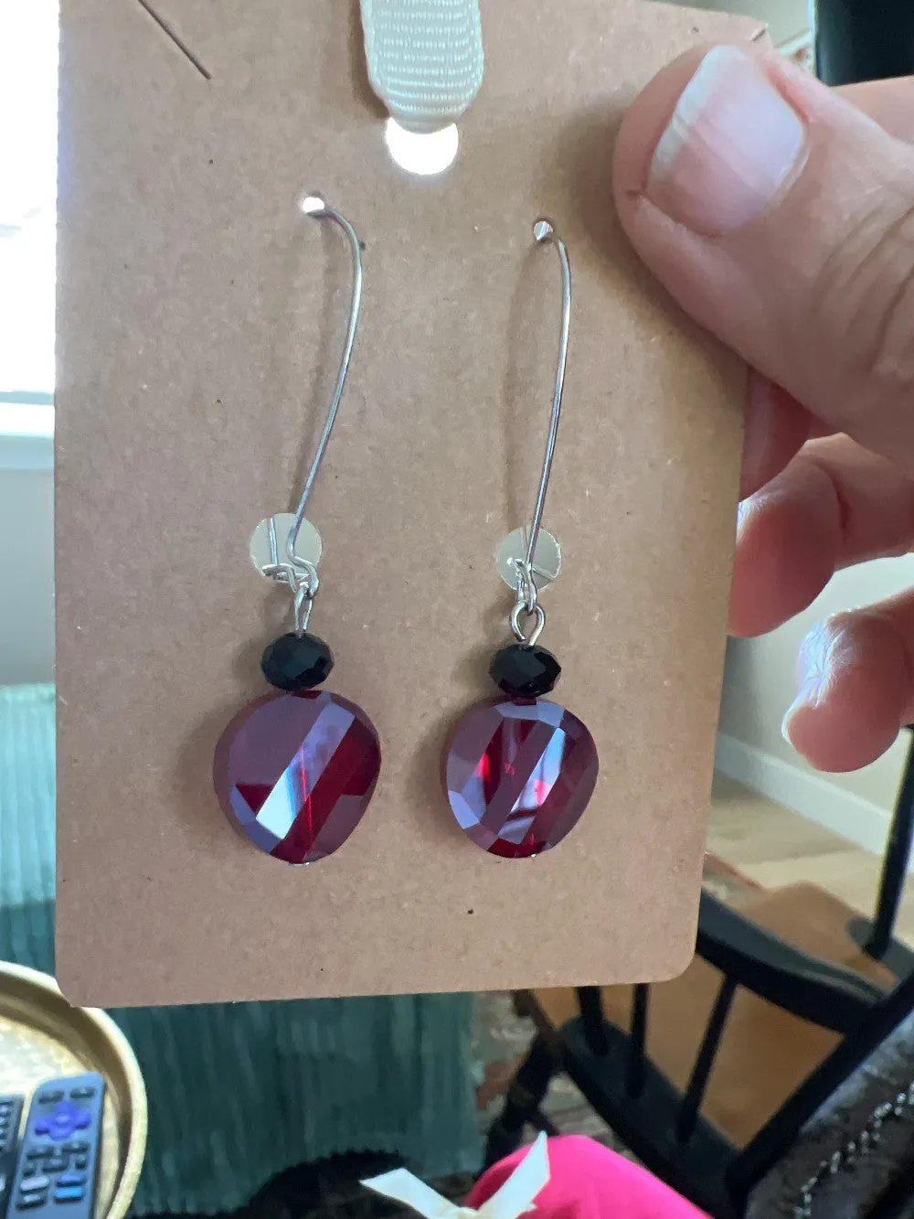 Faceted Austrian Crystal earrings circular disk