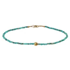 Faceted Turquoise Beaded Bracelet with 18K Hexagon Bead