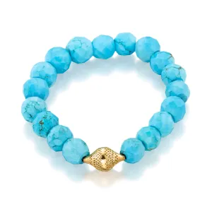 Faceted Turquoise Beaded Stretch Bracelet