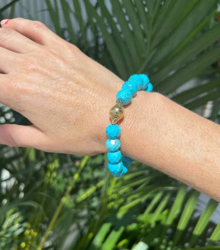 Faceted Turquoise Beaded Stretch Bracelet
