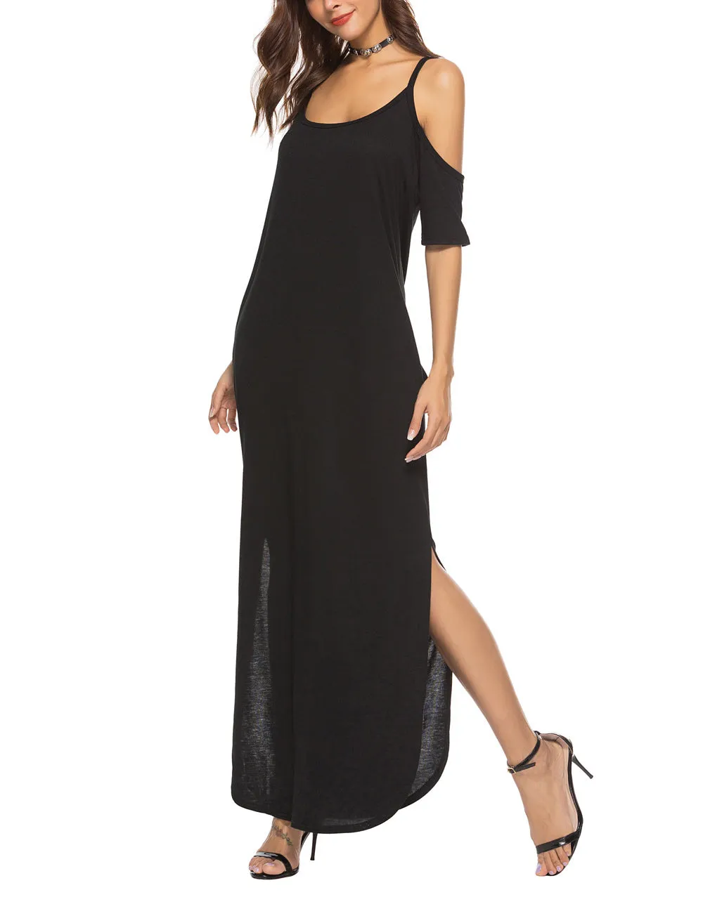 Fashion Black Sling Sexy Maxi Dress