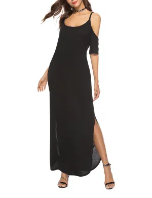 Fashion Black Sling Sexy Maxi Dress