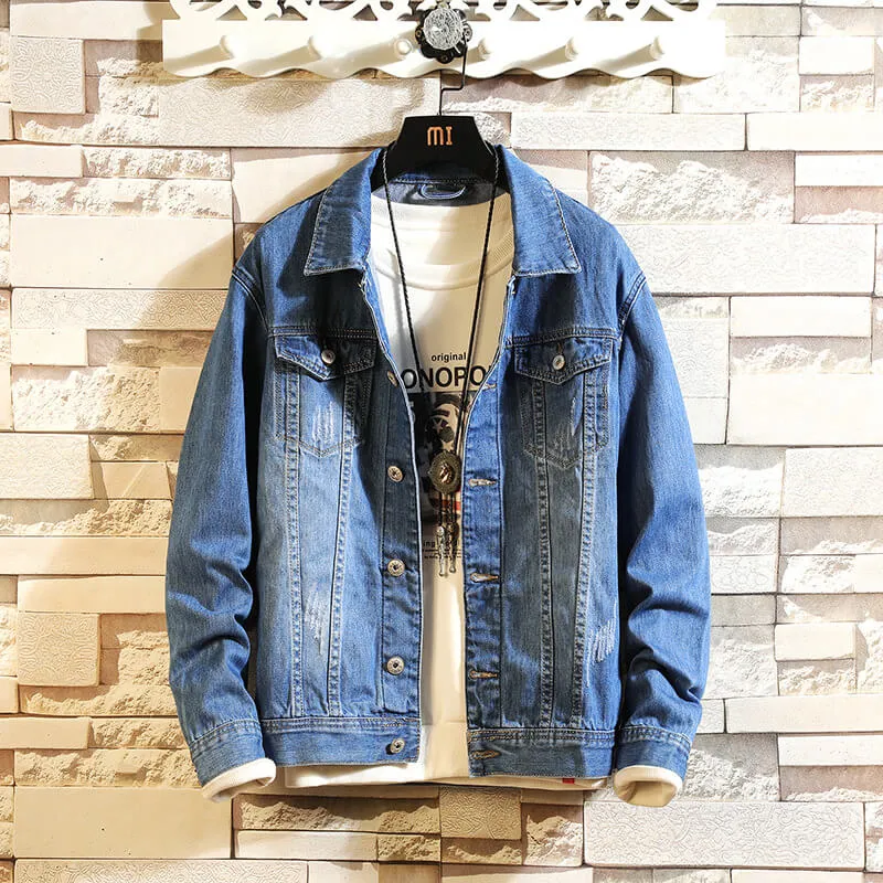 Fashion Inelasticity Breathable Long Sleeve Men's Denim Jacket
