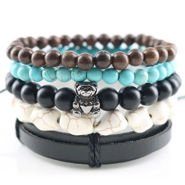 Fashionable Beads Bangle with Leopard Head