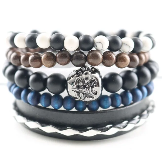 Fashionable Beads Bangle with Leopard Head