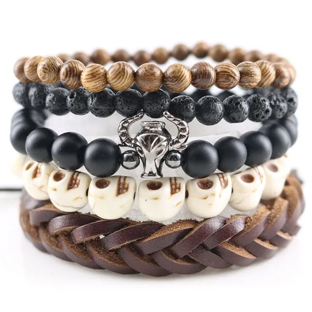 Fashionable Beads Bangle with Leopard Head