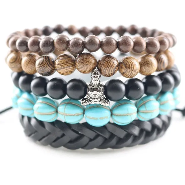 Fashionable Beads Bangle with Leopard Head