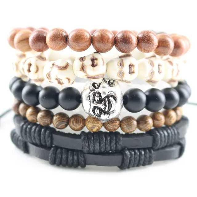 Fashionable Beads Bangle with Leopard Head