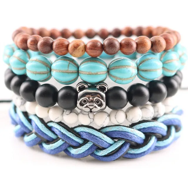 Fashionable Beads Bangle with Leopard Head