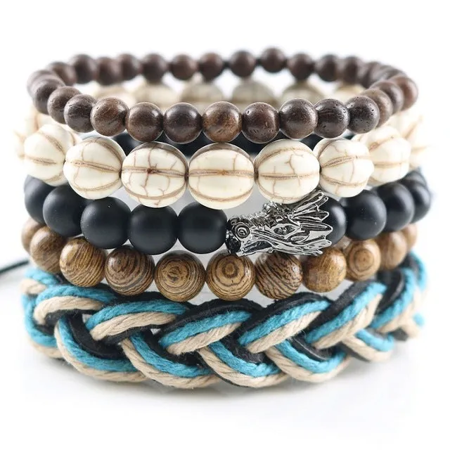 Fashionable Beads Bangle with Leopard Head