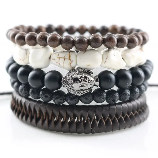 Fashionable Beads Bangle with Leopard Head