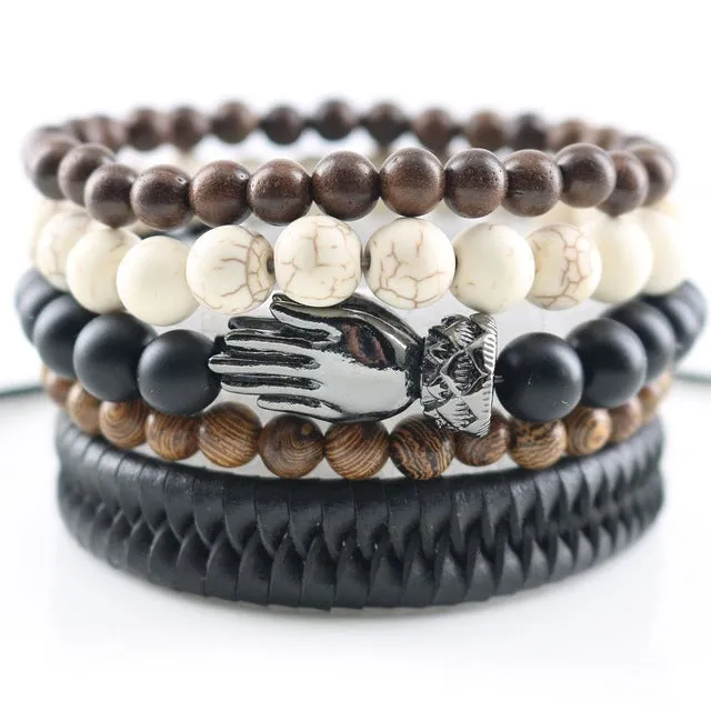 Fashionable Beads Bangle with Leopard Head