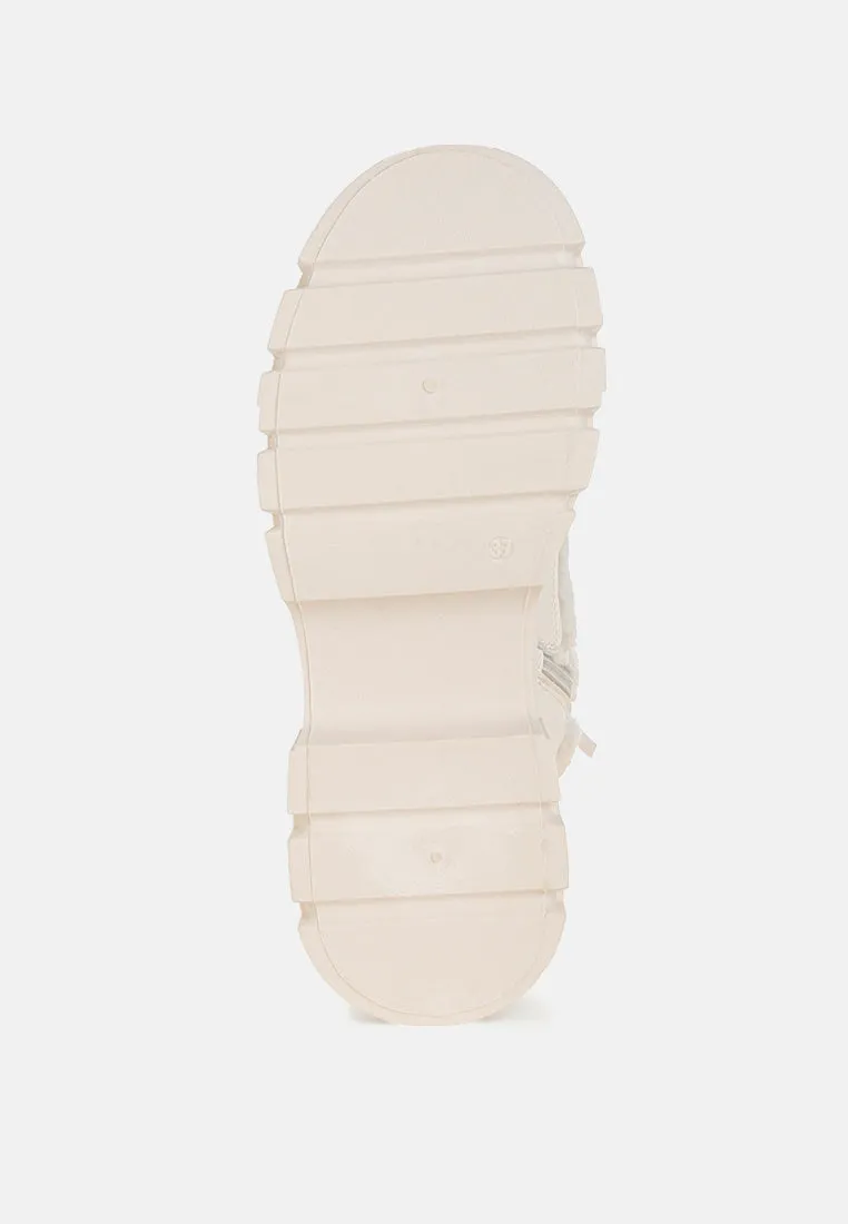 Faux Fur Detail Chunky Hiker Boots By RAG