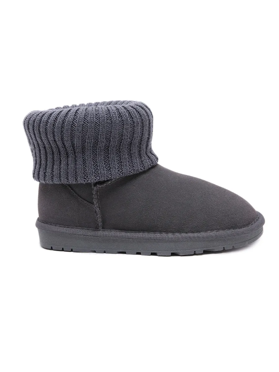 Faux Fur Knit Ankle Mini Boots