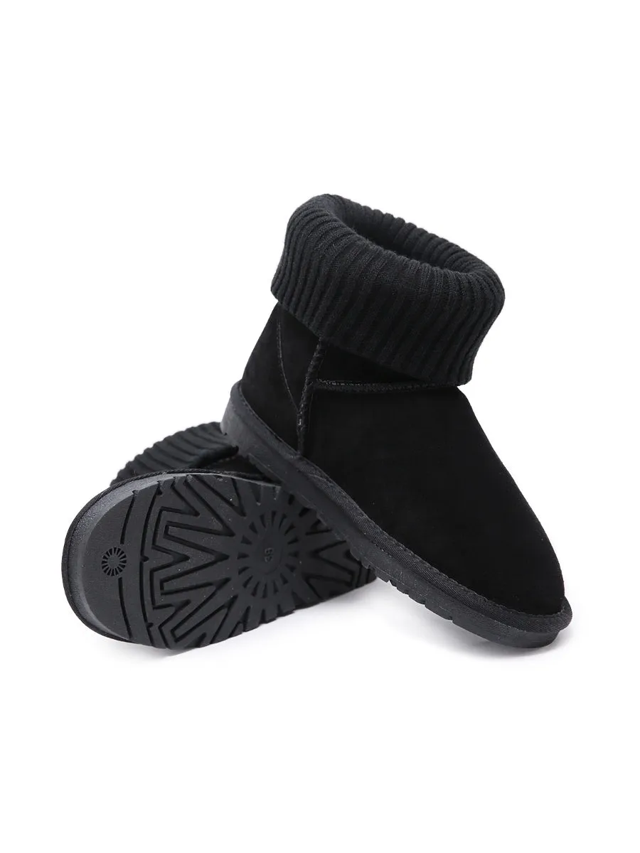 Faux Fur Knit Ankle Mini Boots