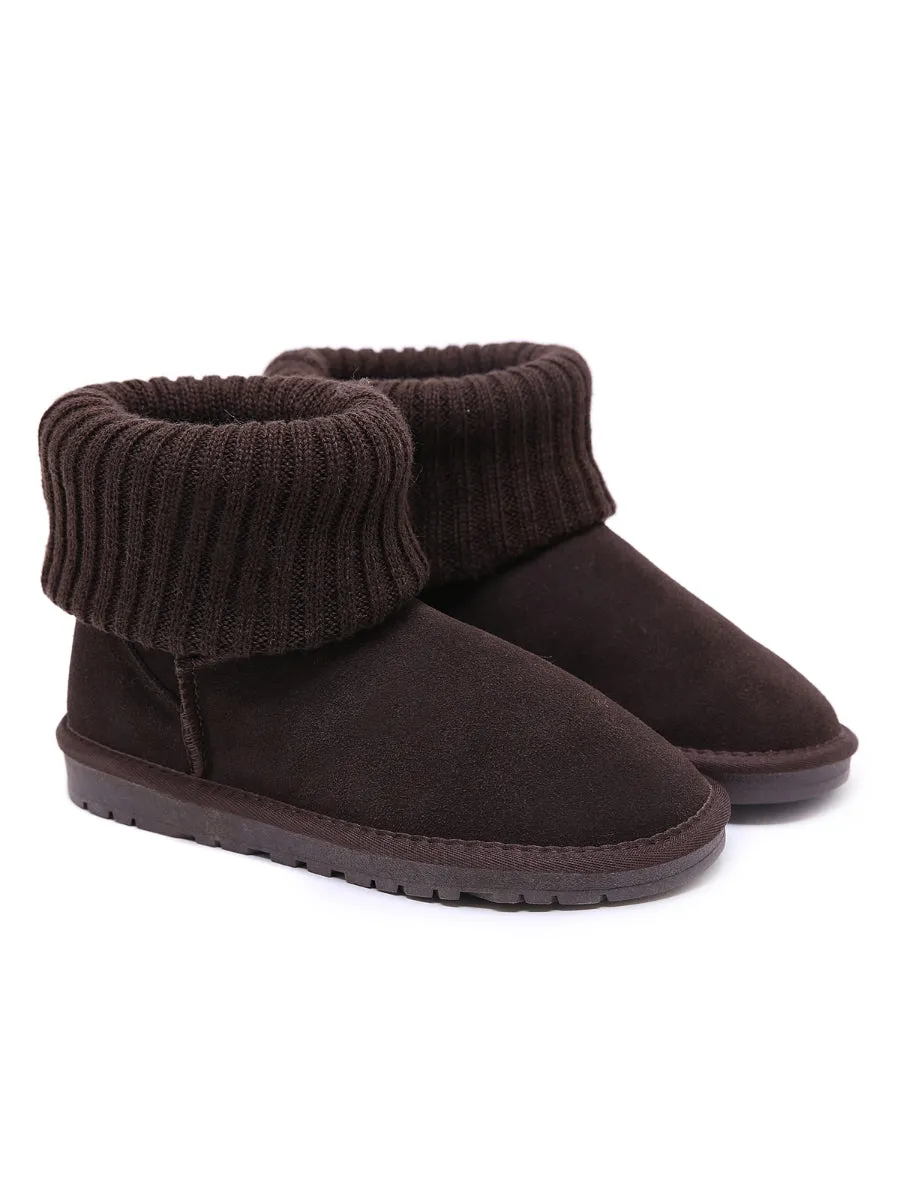 Faux Fur Knit Ankle Mini Boots