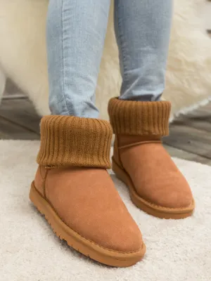 Faux Fur Knit Ankle Mini Boots