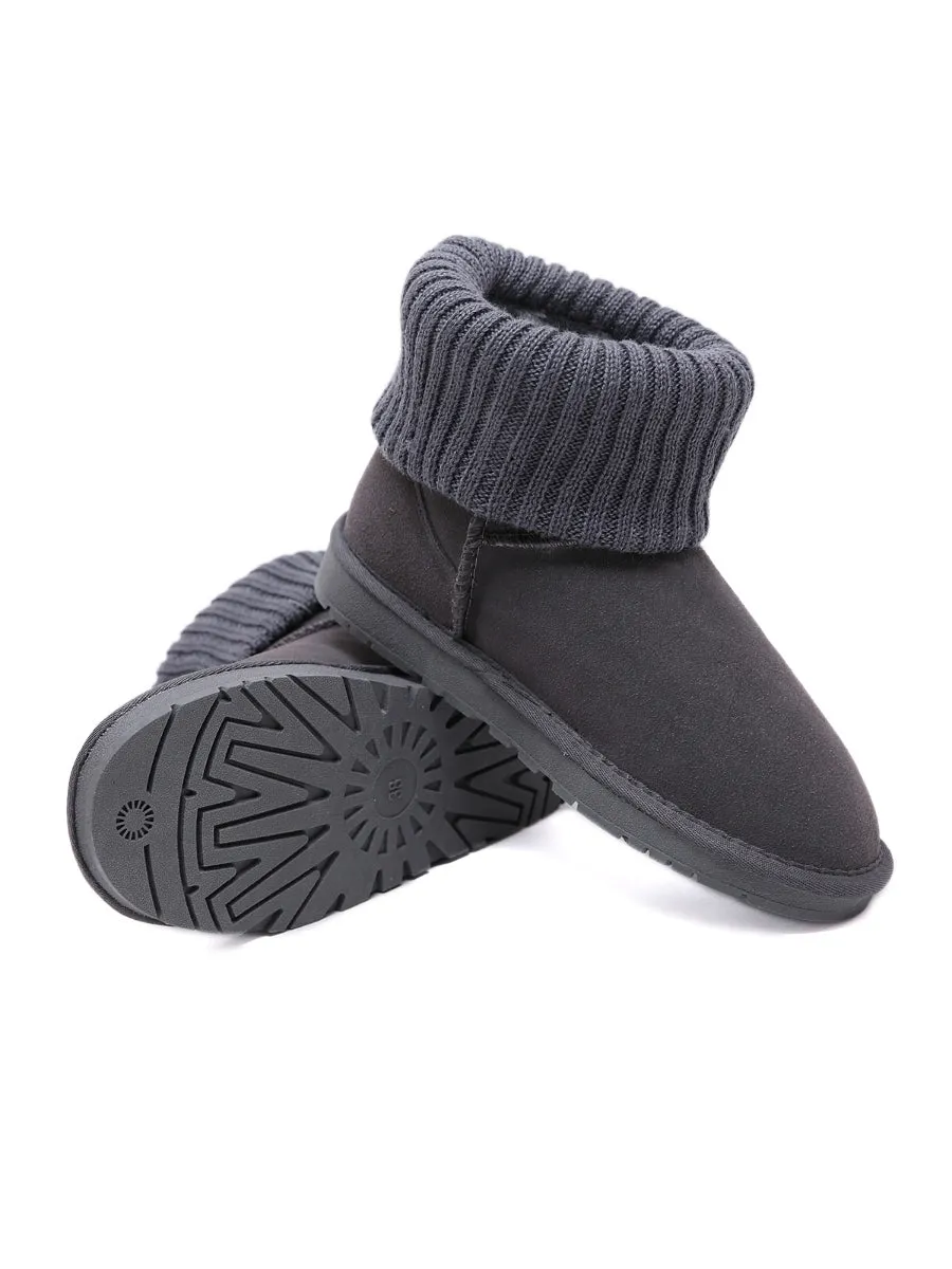 Faux Fur Knit Ankle Mini Boots