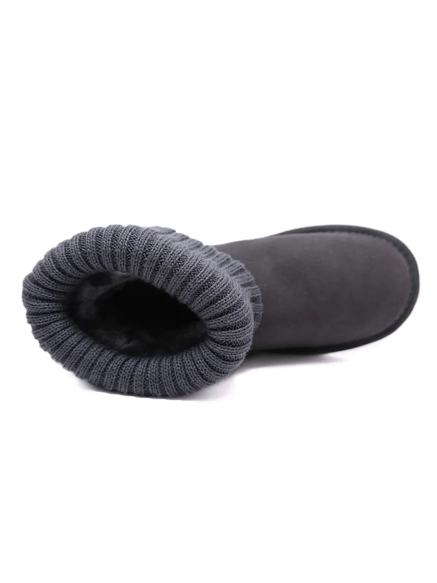Faux Fur Knit Ankle Mini Boots