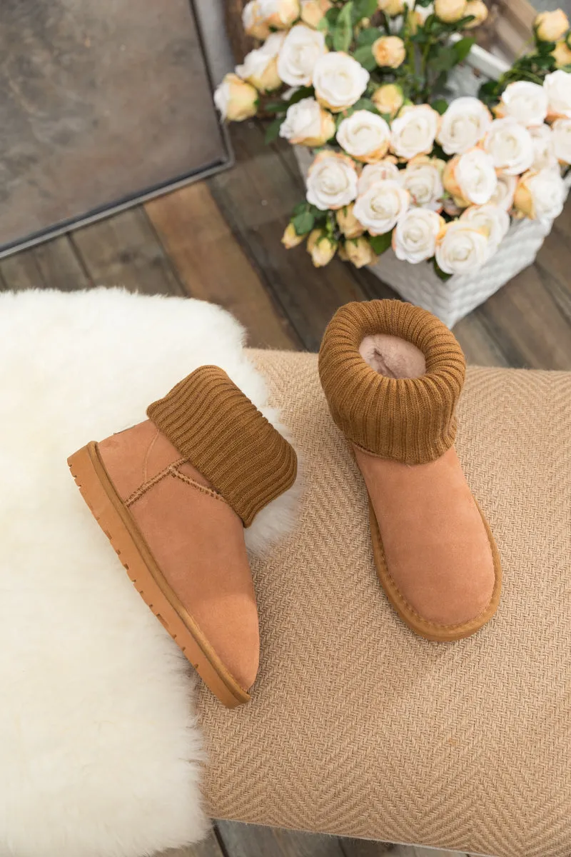 Faux Fur Knit Ankle Mini Boots