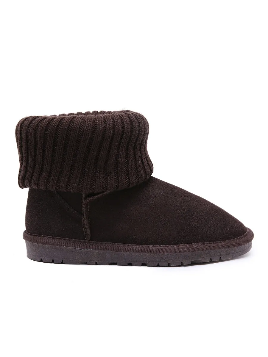Faux Fur Knit Ankle Mini Boots
