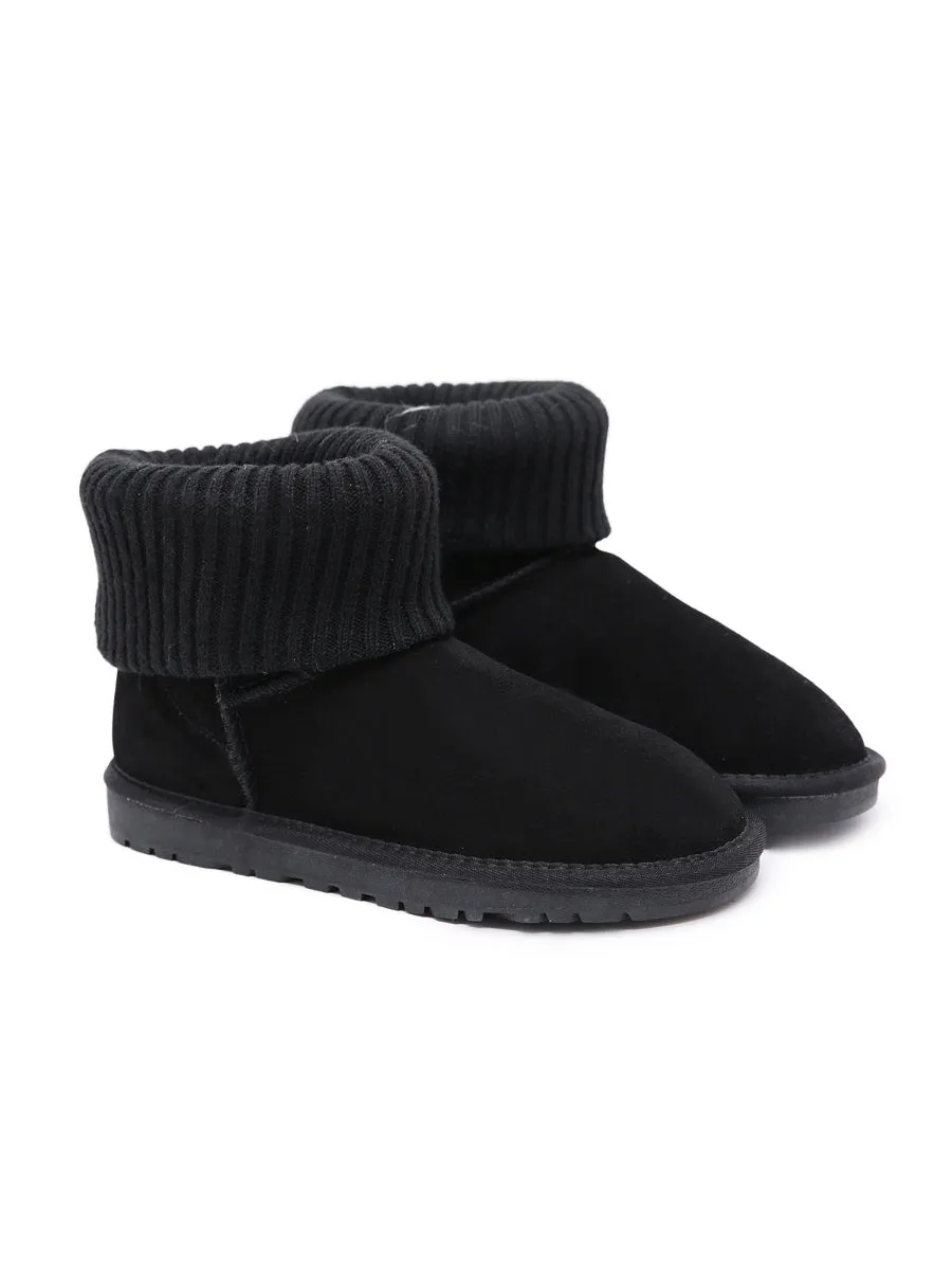 Faux Fur Knit Ankle Mini Boots