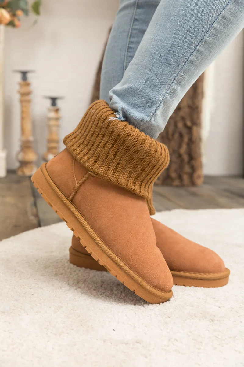 Faux Fur Knit Ankle Mini Boots