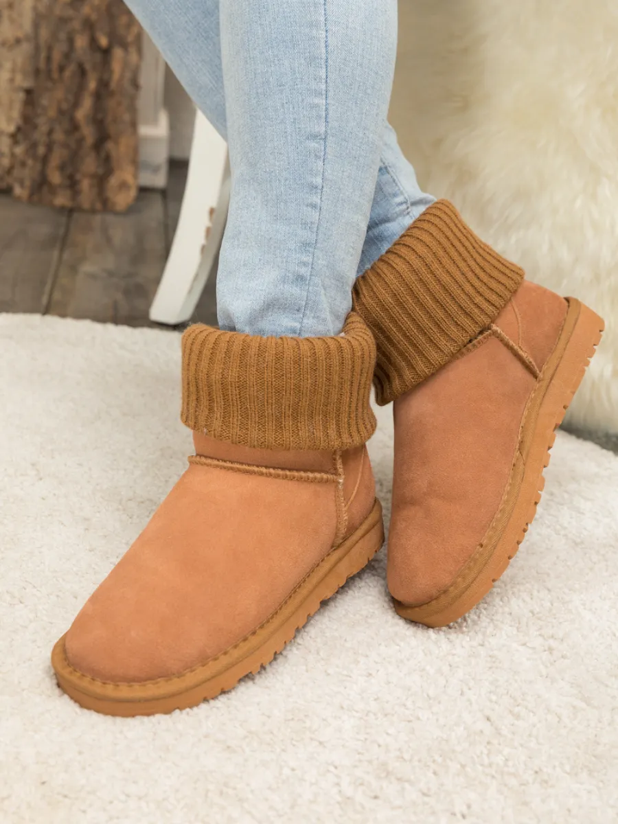 Faux Fur Knit Ankle Mini Boots