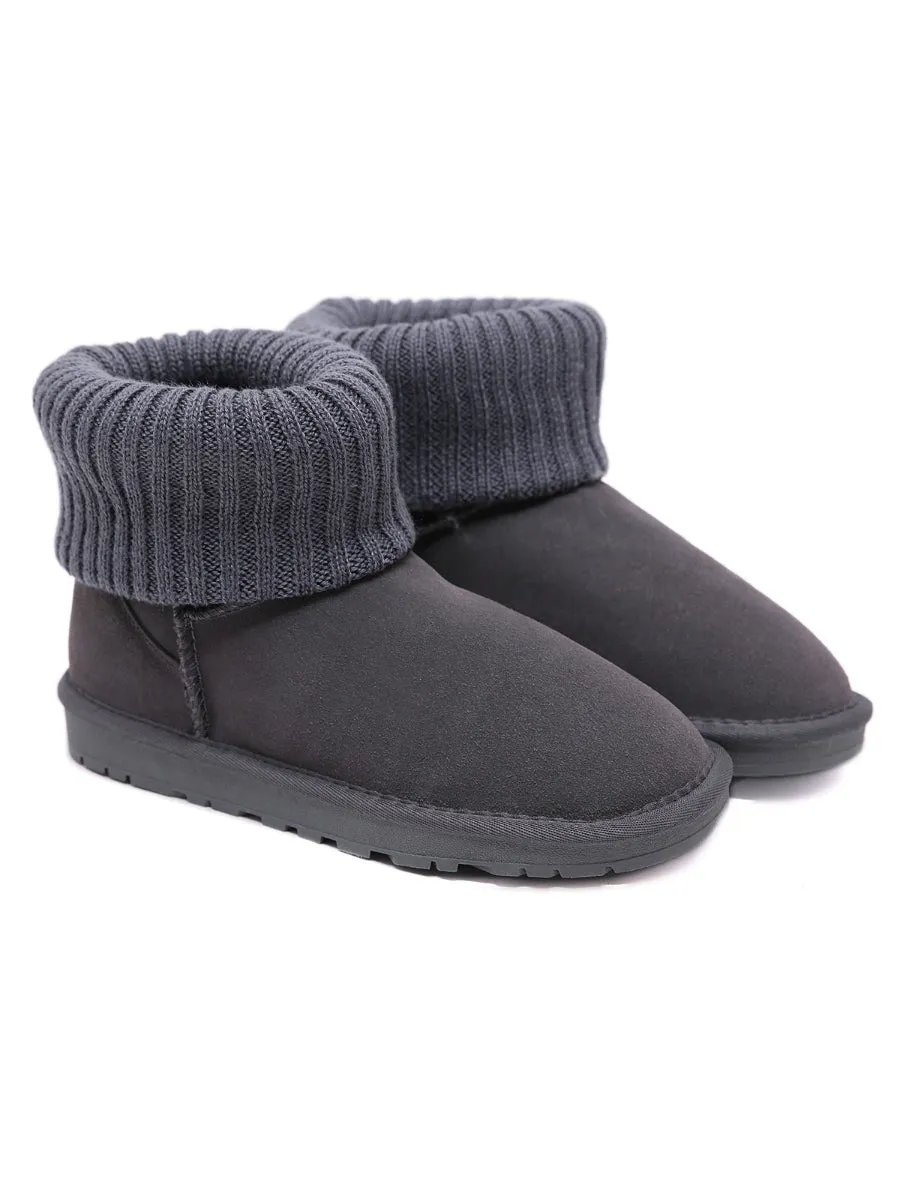 Faux Fur Knit Ankle Mini Boots