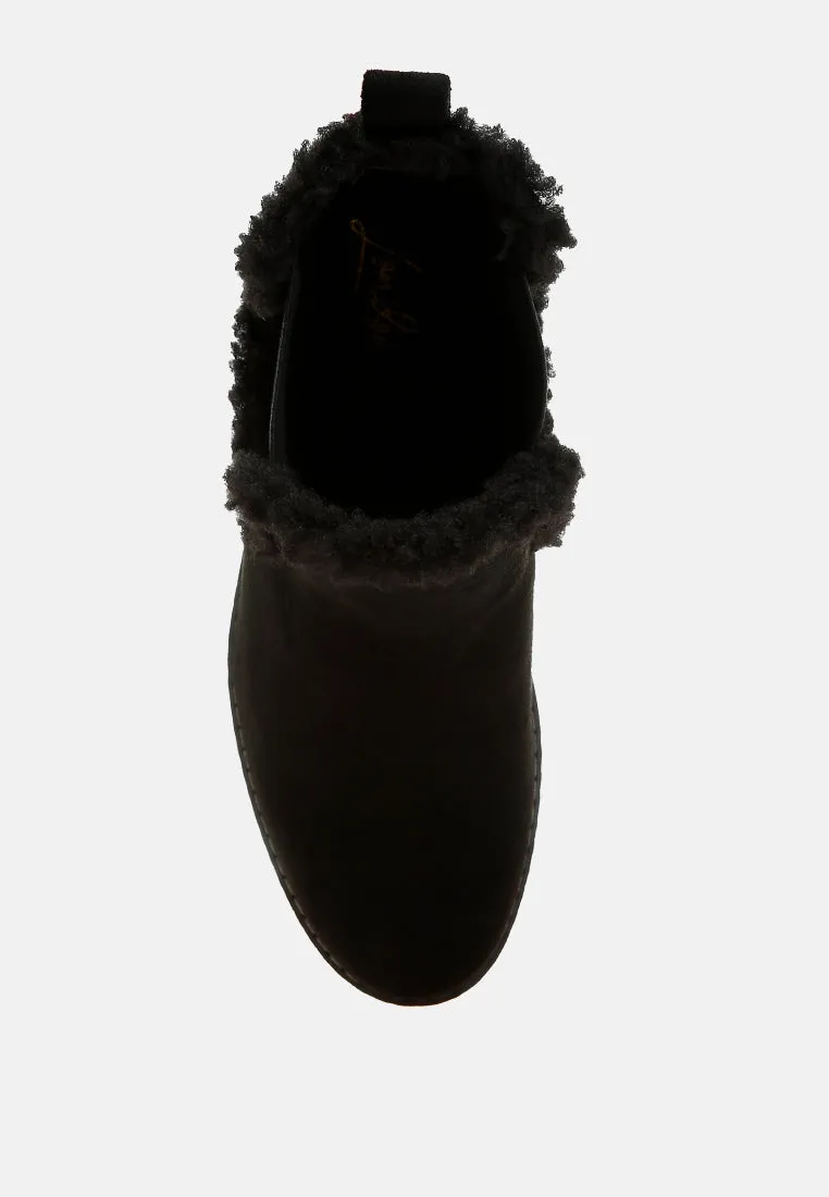 Faux Fur Lined Chelsea Boots By RAG