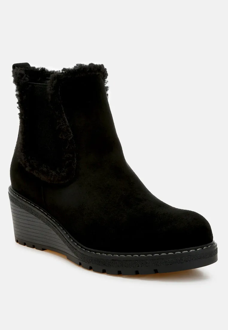 Faux Fur Lined Chelsea Boots By RAG