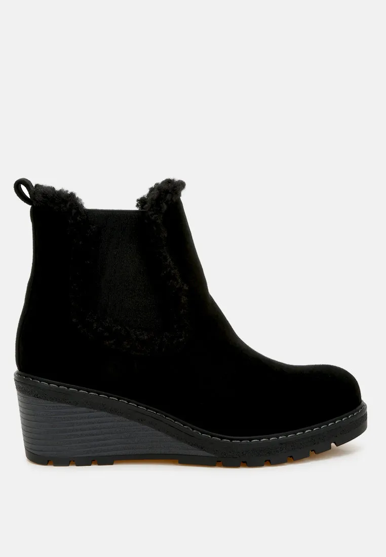 Faux Fur Lined Chelsea Boots By RAG