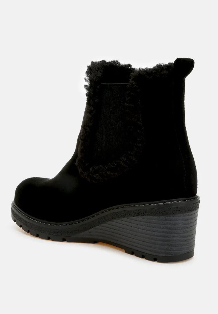 Faux Fur Lined Chelsea Boots By RAG