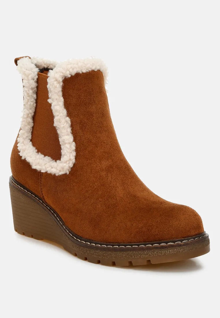 Faux Fur Lined Chelsea Boots By RAG