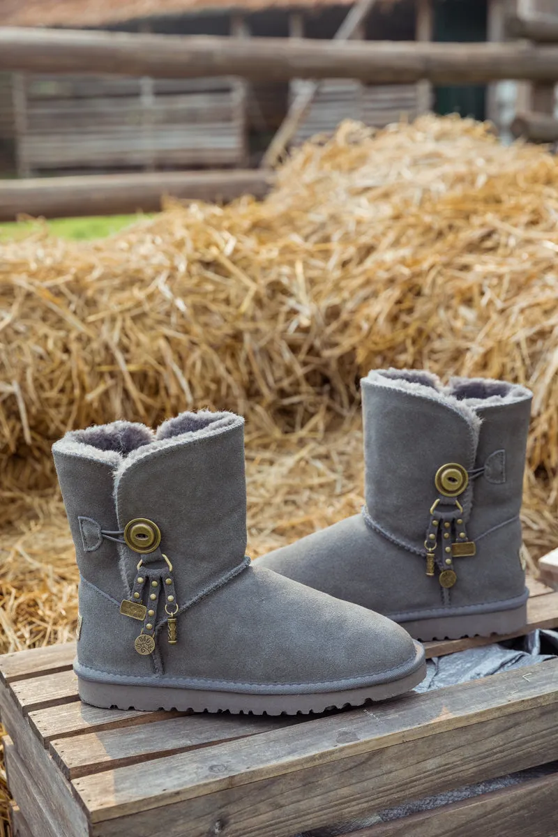Faux Fur-Lined Cooper Lock Tassel Boot - Grey