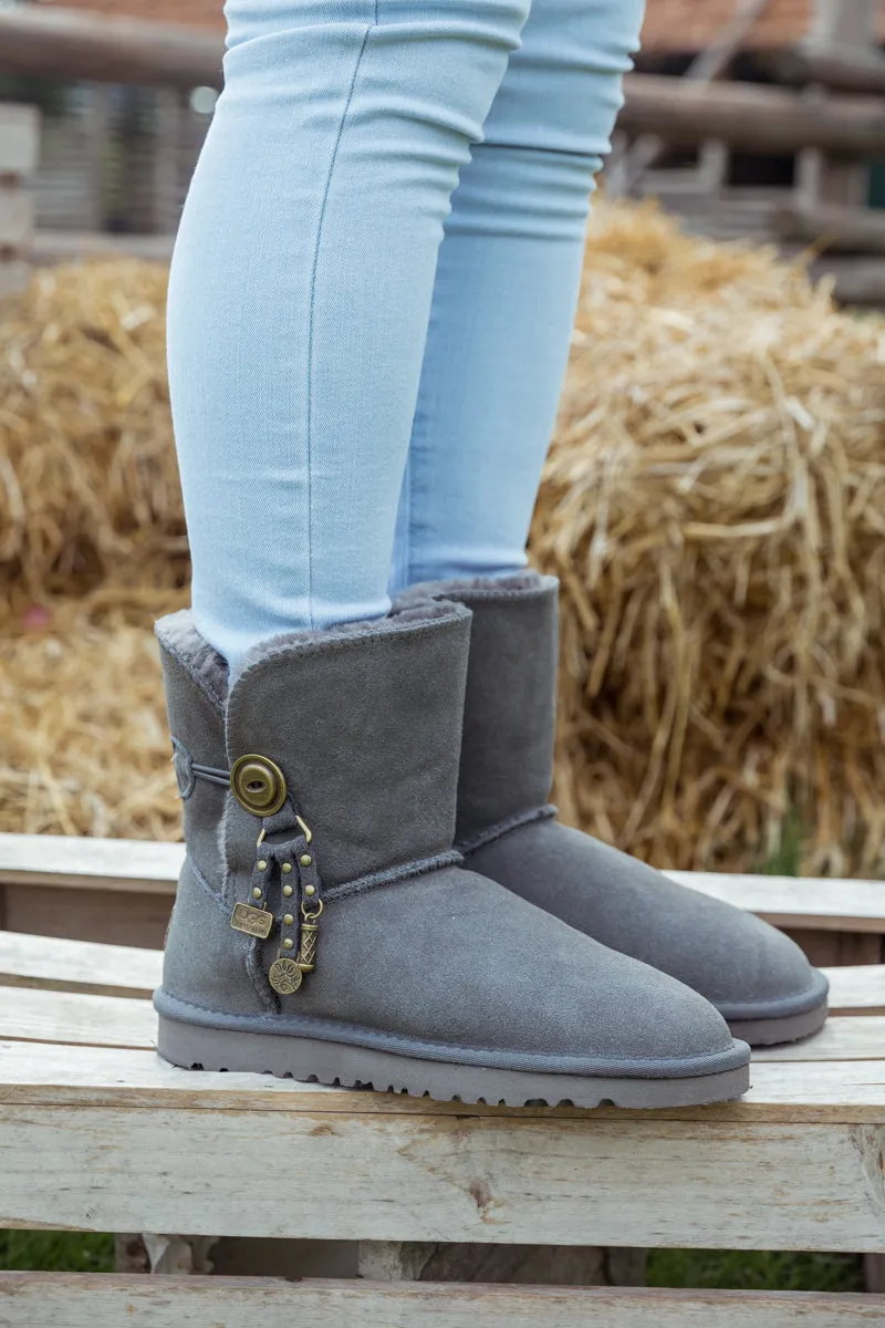 Faux Fur-Lined Cooper Lock Tassel Boot - Grey
