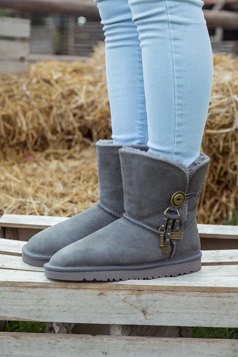 Faux Fur-Lined Cooper Lock Tassel Boot - Grey
