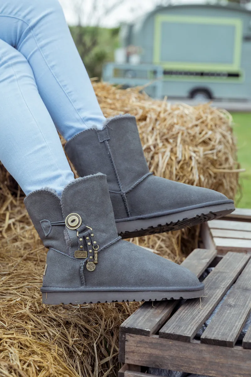 Faux Fur-Lined Cooper Lock Tassel Boot - Grey