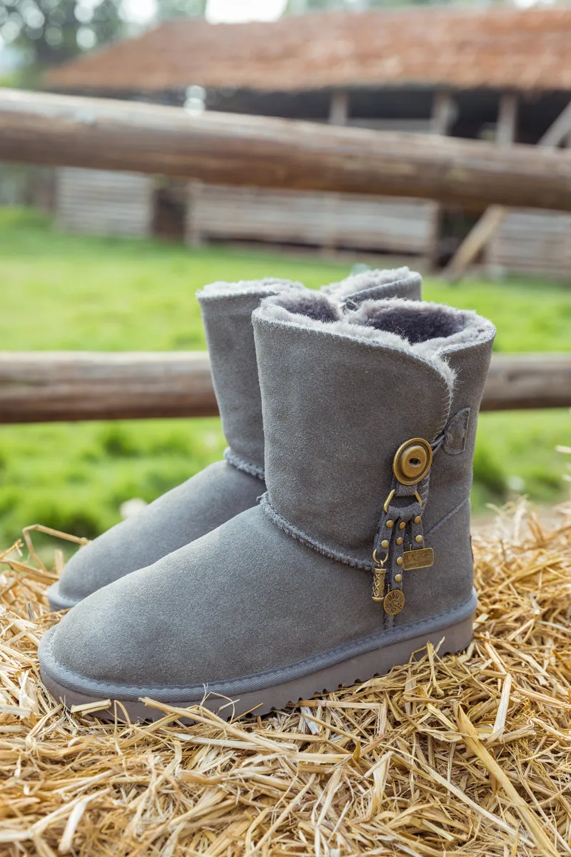 Faux Fur-Lined Cooper Lock Tassel Boot - Grey