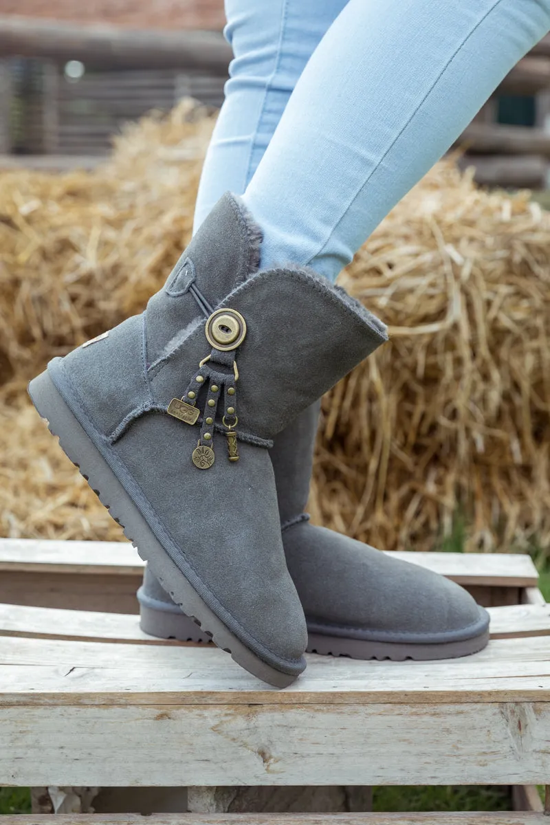 Faux Fur-Lined Cooper Lock Tassel Boot - Grey