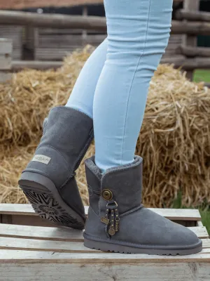 Faux Fur-Lined Cooper Lock Tassel Boot - Grey