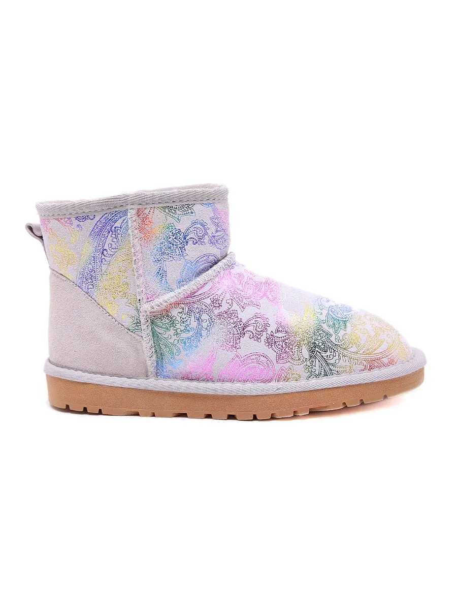 Faux Fur-Lined Leather Suede Low Boots