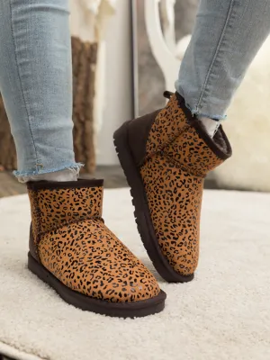 Faux Fur-Lined Leather Suede Low Boots
