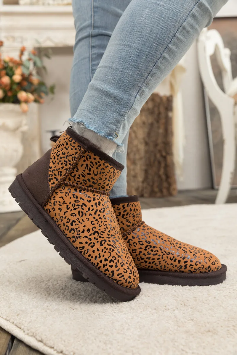 Faux Fur-Lined Leather Suede Low Boots